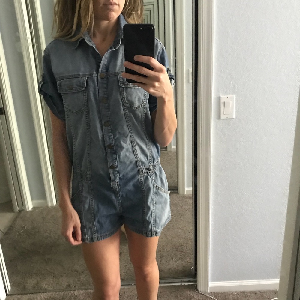 BCBGMAXAZRIA Denim Romper